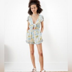 American Eagle Floral romper cut-out tie-front size: XS